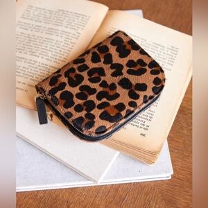 Sézane Victor Haircalf Small Wallet Leopard